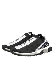 Black Stretch Mesh Slip-on Sneakers with Logo Details