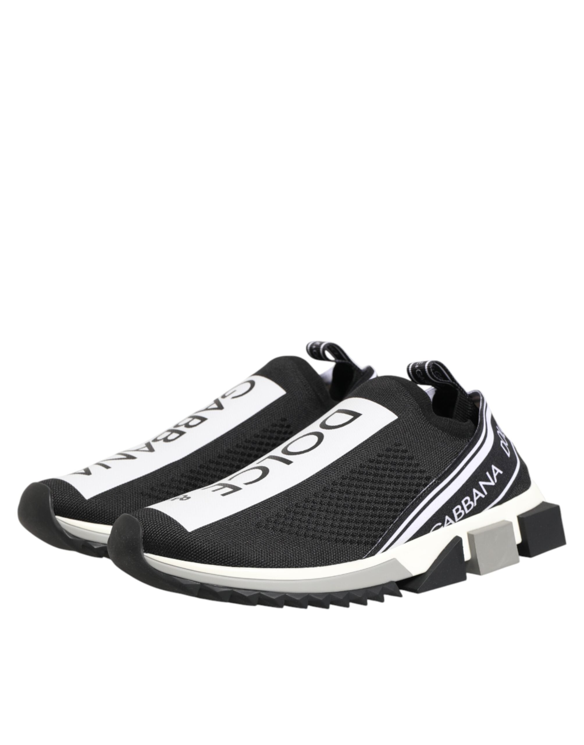 Black Stretch Mesh Slip-on Sneakers with Logo Details