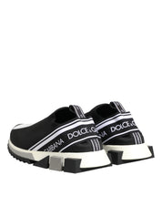 Black Stretch Mesh Slip-on Sneakers with Logo Details