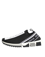 Black Stretch Mesh Slip-on Sneakers with Logo Details