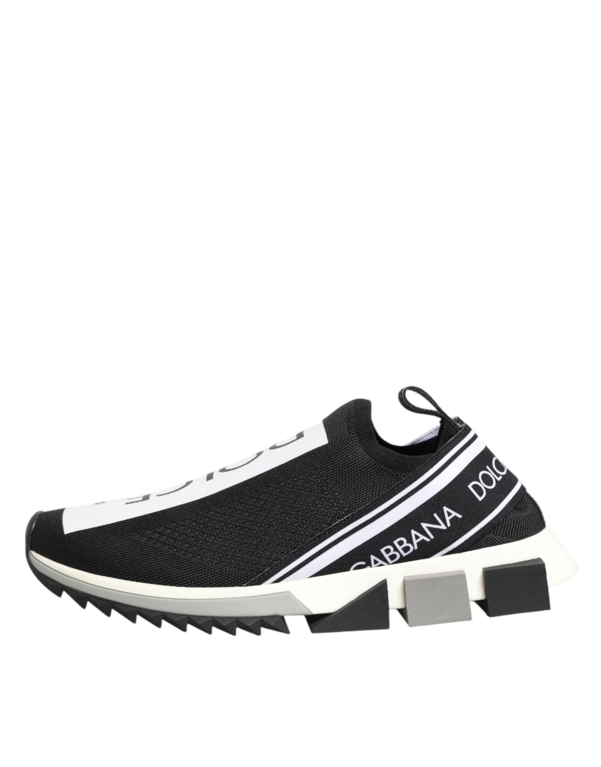 Black Stretch Mesh Slip-on Sneakers with Logo Details