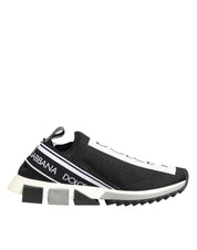 Black Stretch Mesh Slip-on Sneakers with Logo Details