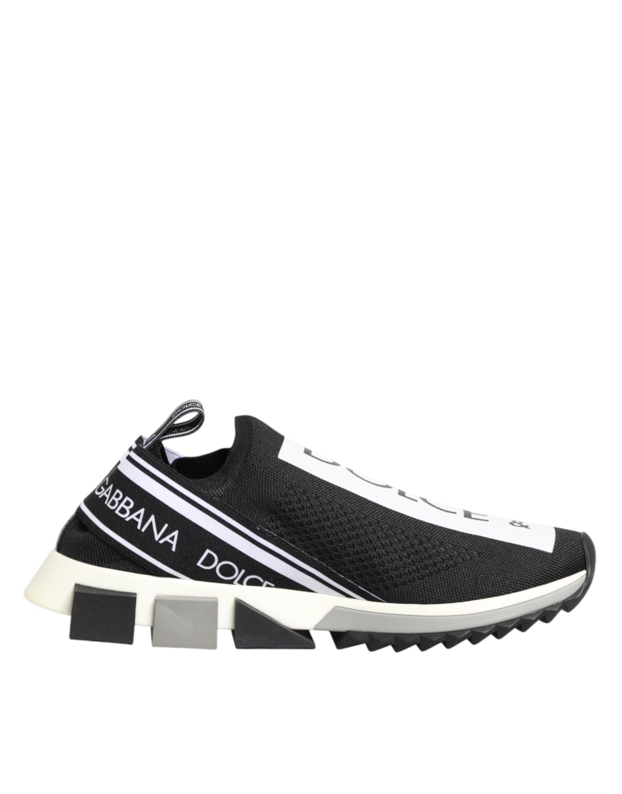 Black Stretch Mesh Slip-on Sneakers with Logo Details