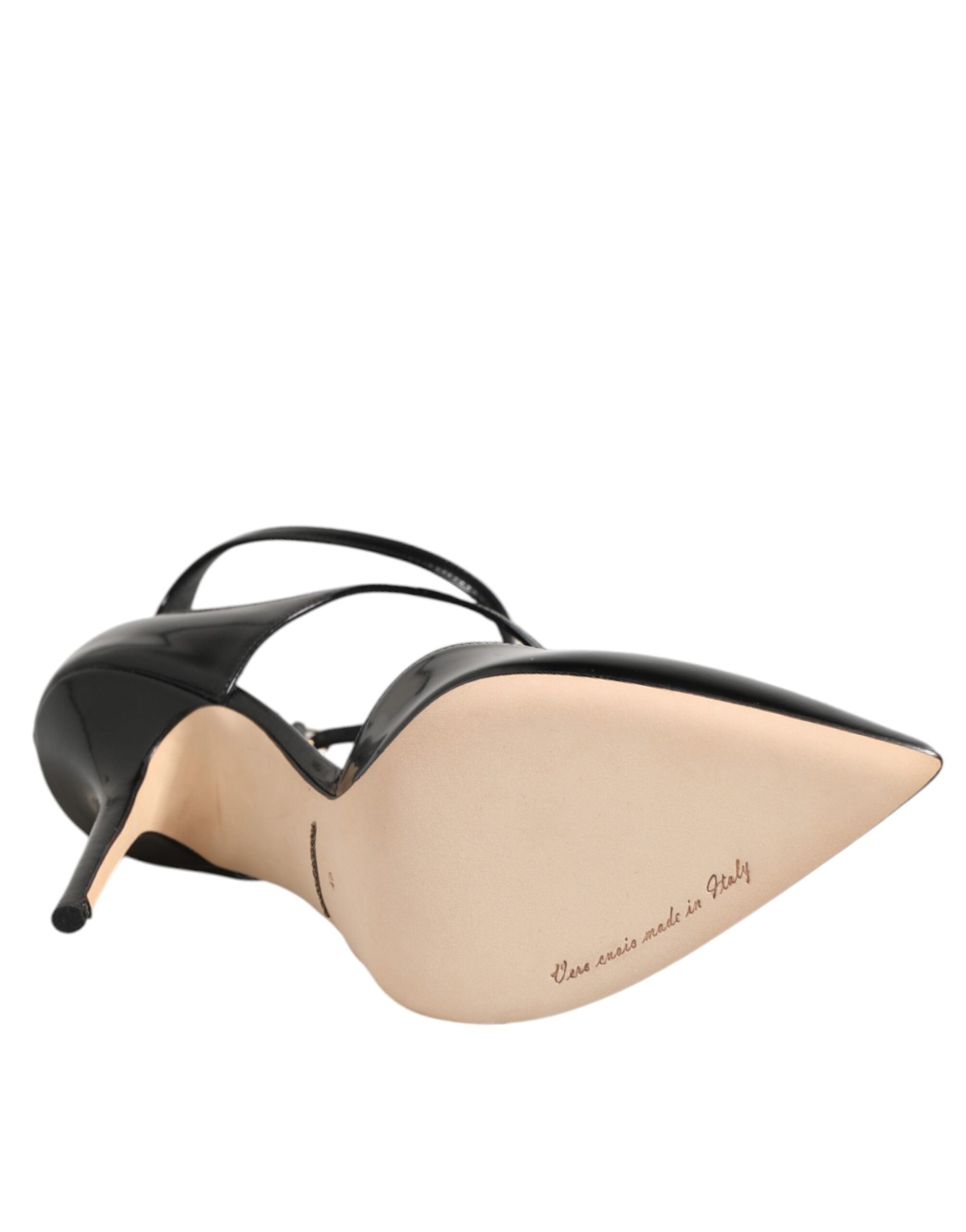 Black Leather T-STRAPS Heels Sandals - Dolce & Gabbana