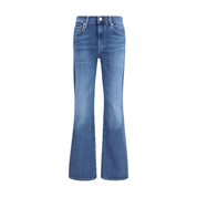 Blue Cotton Flared Jeans