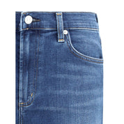 Blue Cotton Flared Jeans