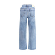 Blue Cotton Straight-Leg Jeans