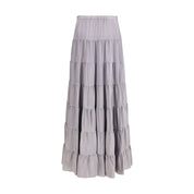 Gray Silk Long Skirt