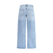 Blue Cotton Straight-Leg Jeans