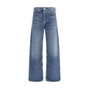 Blue Cotton Straight-Leg Jeans