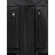 Black Lamb Leather Sweatshirt