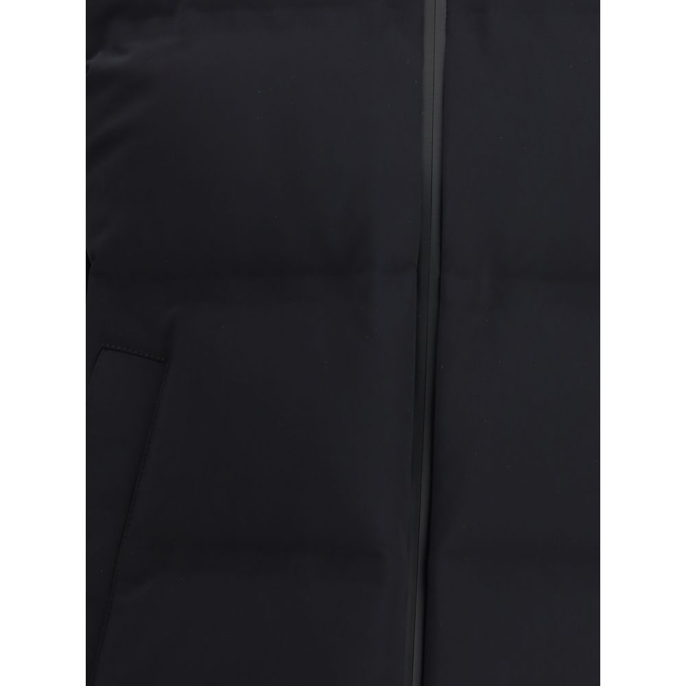 Black Polyester Full-Length Jacket