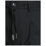 Black Elastane Casual Pants