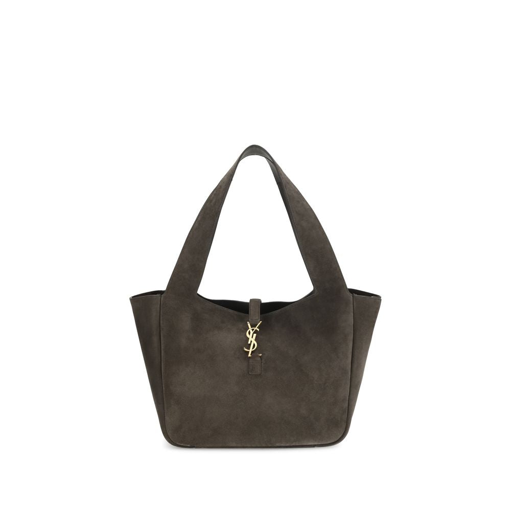 Brown Calf Leather Shoulder Bag with Cassandre Logo Plaque