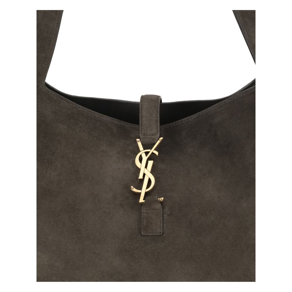 Brown Calf Leather Shoulder Bag with Cassandre Logo Plaque