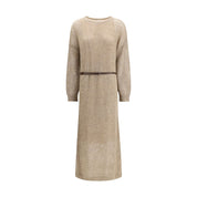 Beige Mohair Casual Dress