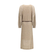 Beige Mohair Casual Dress