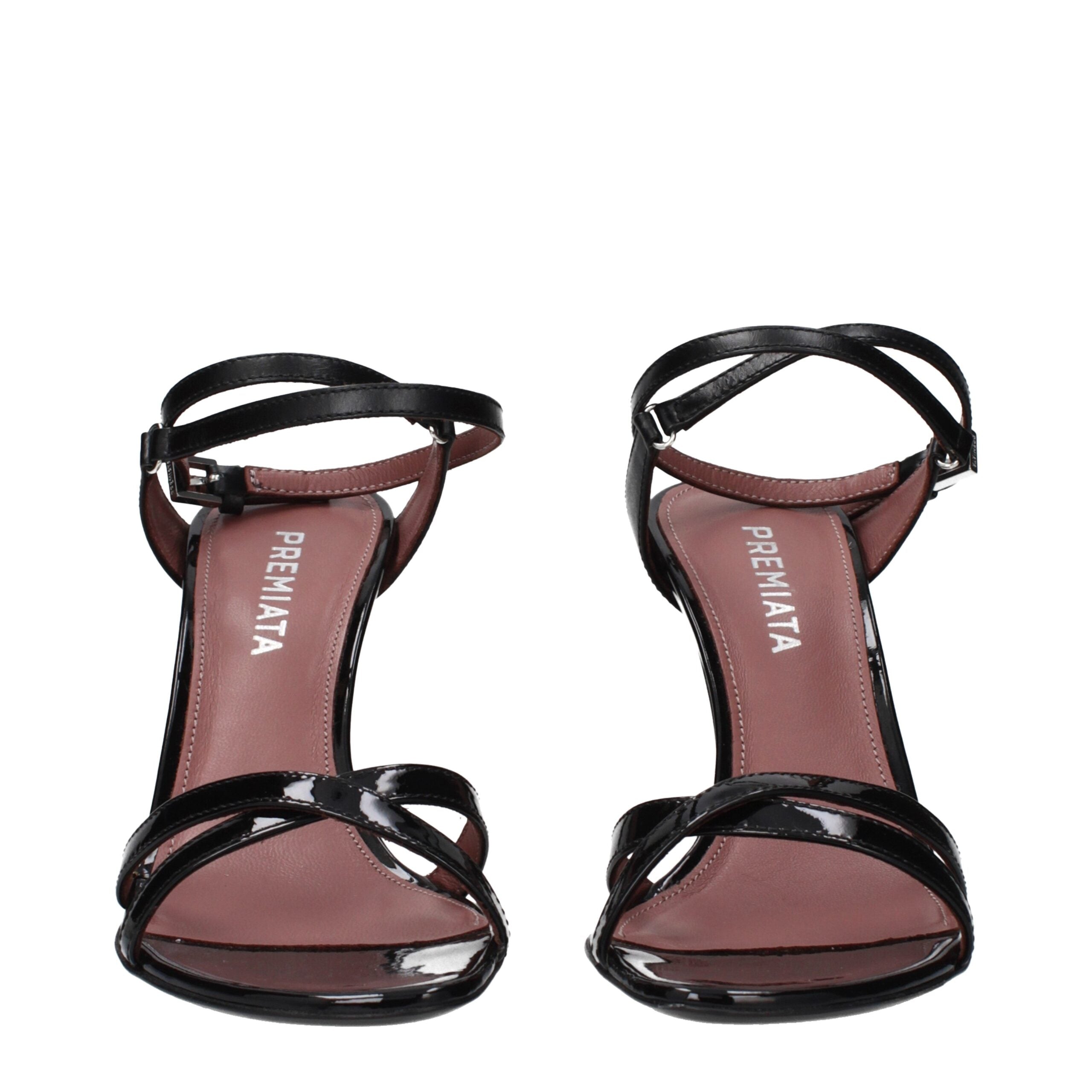 Premiata Black Patent Leather Stiletto Sandals