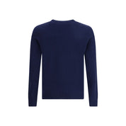Blå tröja i merinoull och kashmir med rund hals