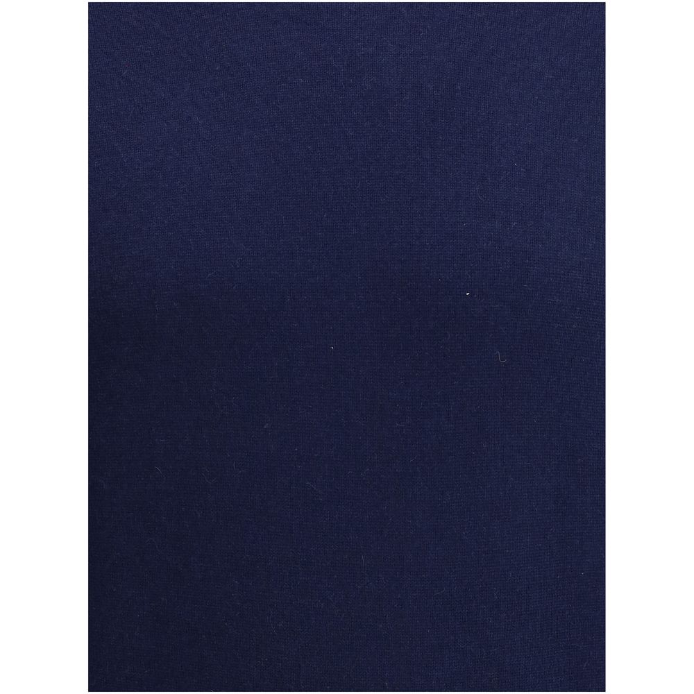 Blå tröja i merinoull och kashmir med rund hals