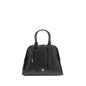 Black Calfskin Shoulder Bag with Love Birds Logo Padlock