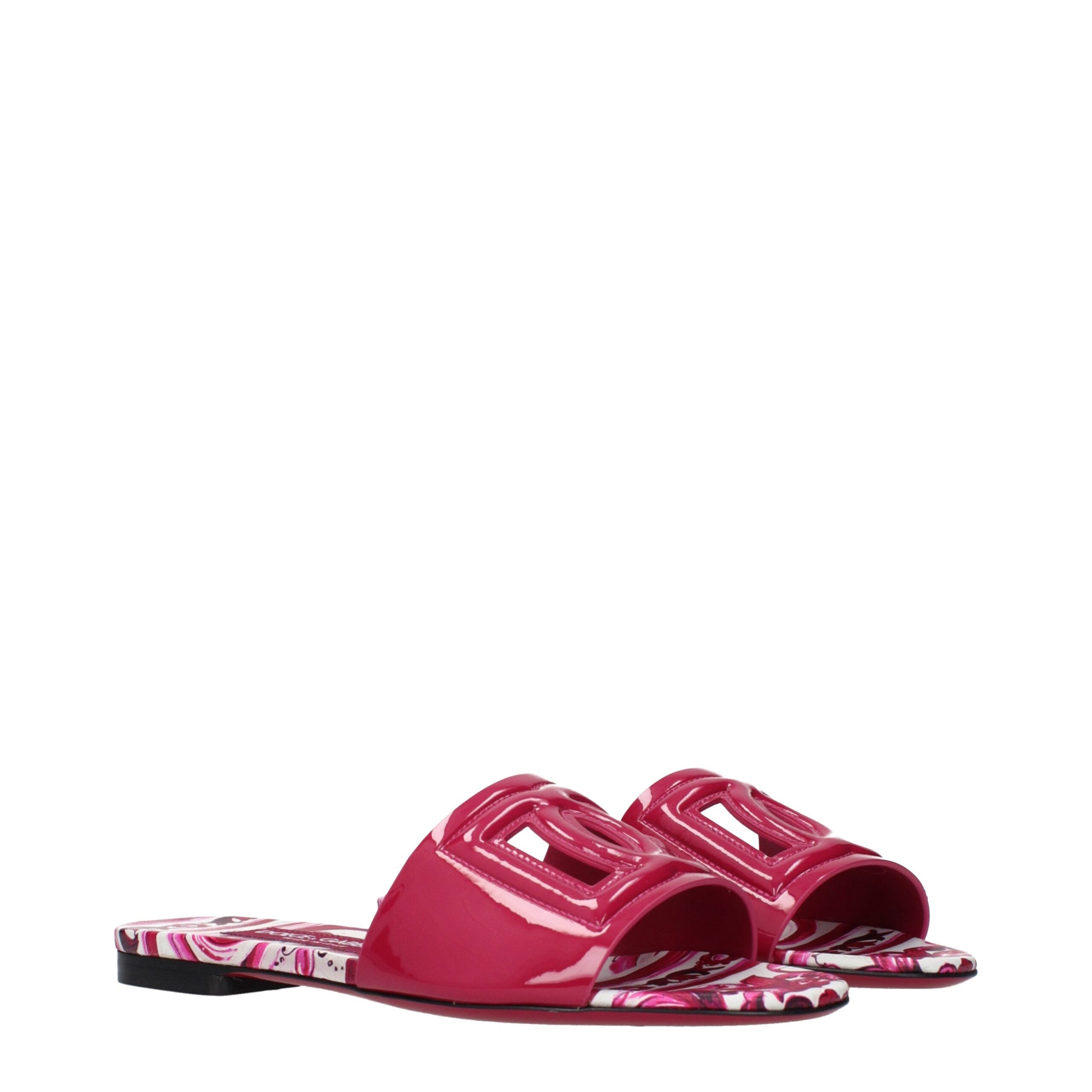 Dolce & Gabbana Fuchsia Patent Leather Slippers
