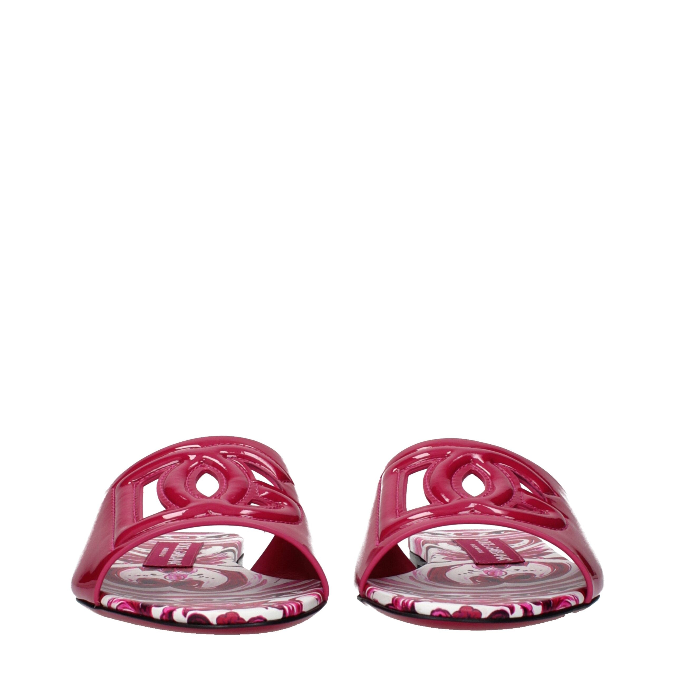Dolce & Gabbana Fuchsia Patent Leather Slippers