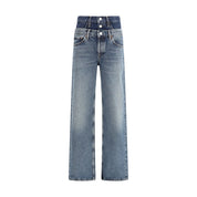 Blue Recycled Cotton Straight-Leg Jeans