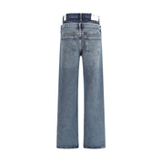 Blue Recycled Cotton Straight-Leg Jeans