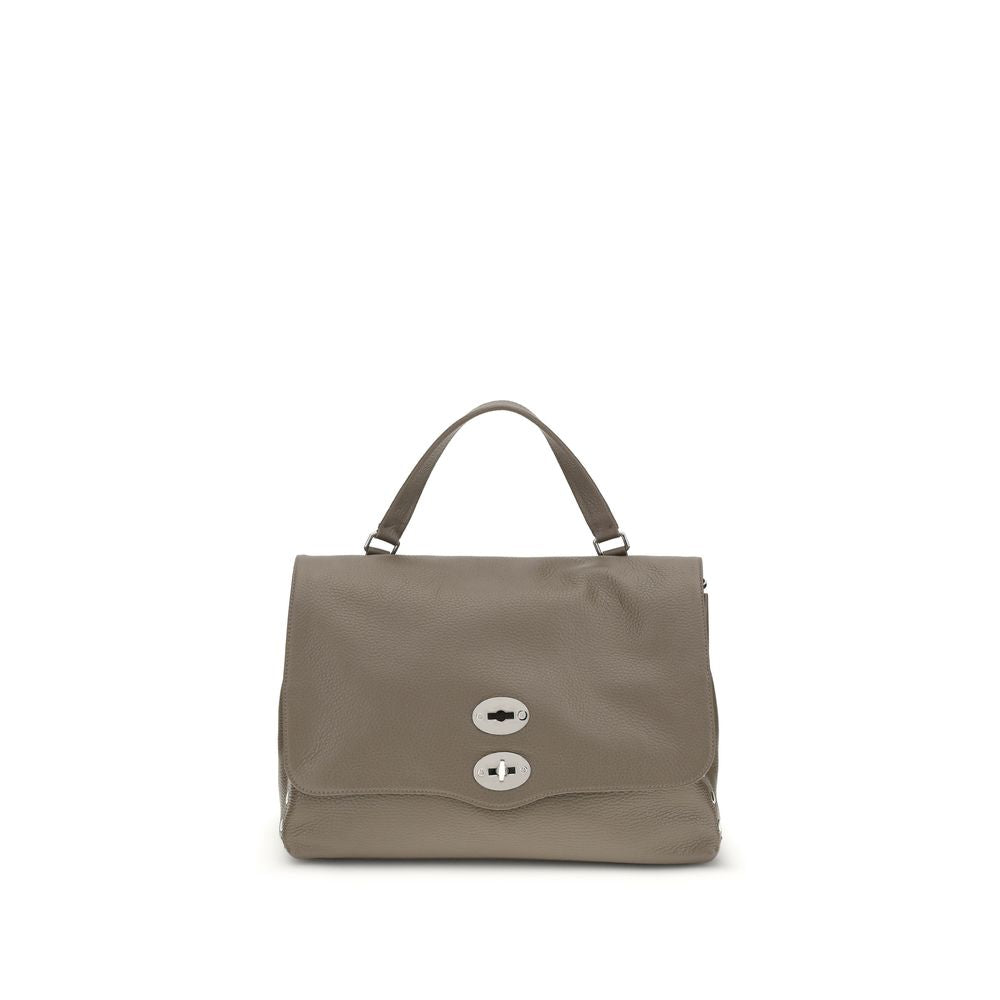 Gray Calf Leather Shoulder Bag with Swivel Hook Closure