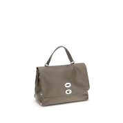 Gray Calf Leather Shoulder Bag with Swivel Hook Closure