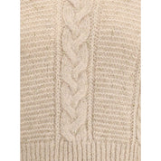 Beige kabelstickad tröja i polyamid-alpacka