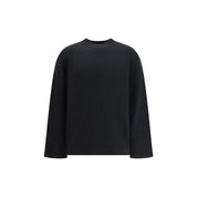 Black Wool and Cashmere Sweatshirt with Ribbed Crew Neck