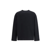 Black Wool and Cashmere Sweatshirt with Ribbed Crew Neck