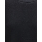 Black Wool and Cashmere Sweatshirt with Ribbed Crew Neck