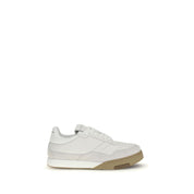 White Calf Leather Chunky Sneakers with Logo