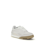White Calf Leather Chunky Sneakers with Logo