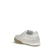 White Calf Leather Chunky Sneakers with Logo