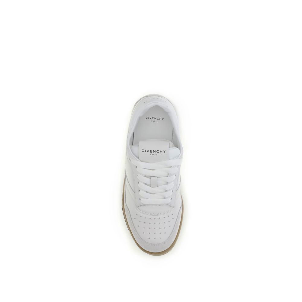 White Calf Leather Chunky Sneakers with Logo