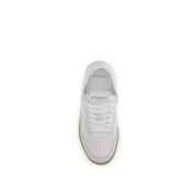 White Calf Leather Chunky Sneakers with Logo