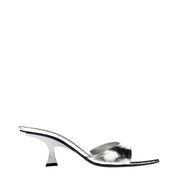 The Attico Gray Leather Flat Sandals
