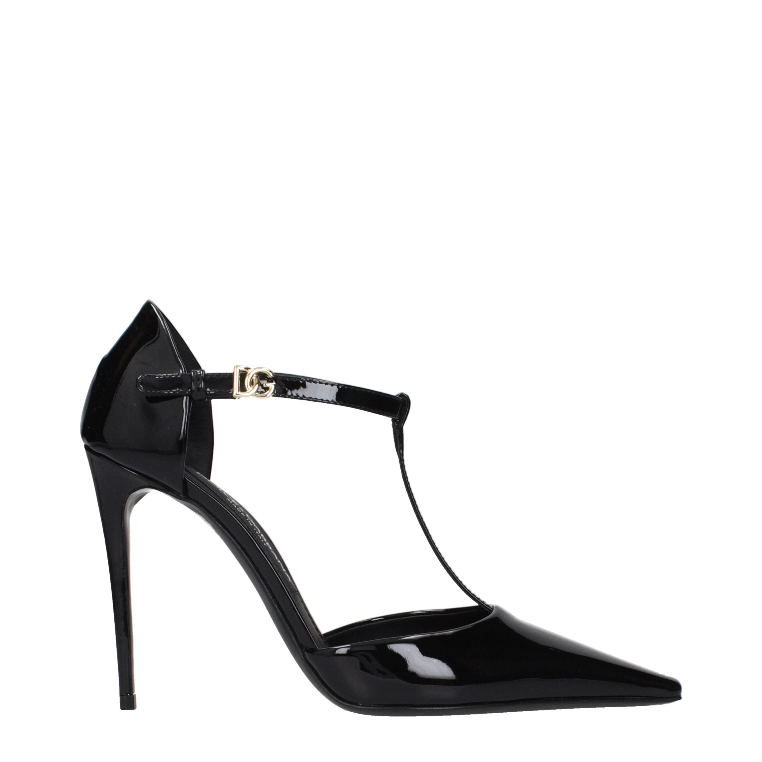 Dolce & Gabbana Black Patent Leather Pumps with Side Logo