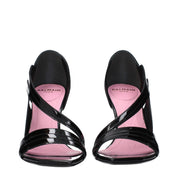 Svarta sandaler med stilettklack i lackskinn