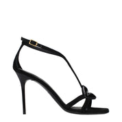 Balmain Black Leather and Suede Stiletto Heel Sandals