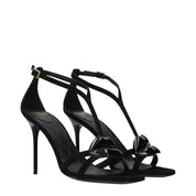 Balmain Black Leather and Suede Stiletto Heel Sandals