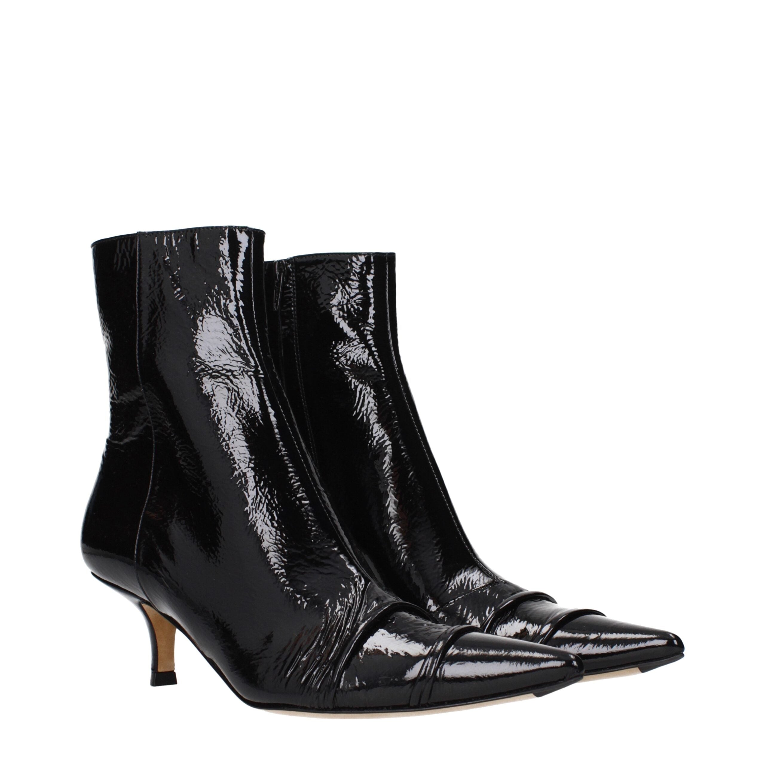 Maison Margiela Black Patent Leather Ankle Boots