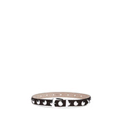 Brown Calf Leather Regular Belt with Silver Spherical Studs