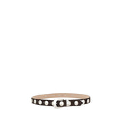 Brown Calf Leather Regular Belt with Silver Spherical Studs