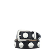 Svart kalvskinnsbälte med nitar - Khaite