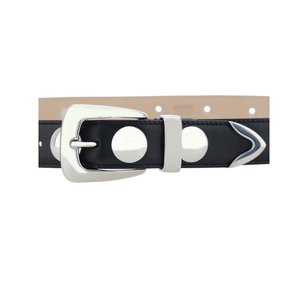 Svart kalvskinnsbälte med nitar - Khaite